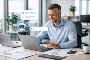 homme fait une recherche internet