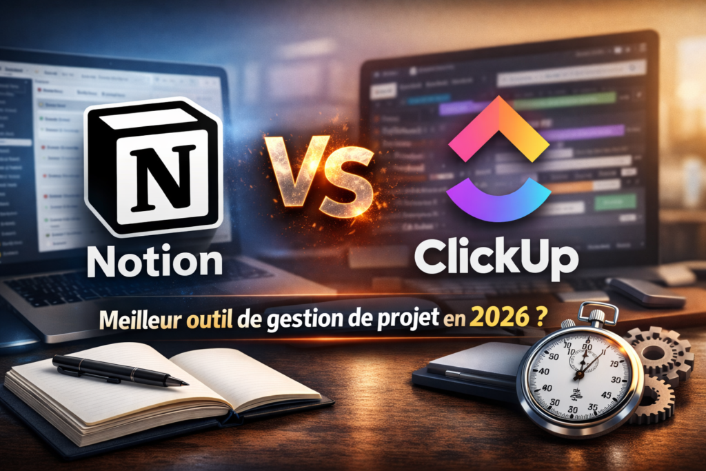 Comparatif Notion vs ClickUp 2026 – meilleur outil de gestion de projet pour automatiser son business