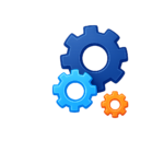 Icône engrenages représentant l’automatisation d’un business avec des outils digitaux et l’intelligence artificielle.