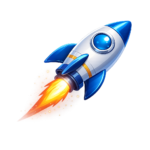 Icône fusée représentant le lancement d’un business en ligne avec des outils digitaux et des solutions d’automatisation.